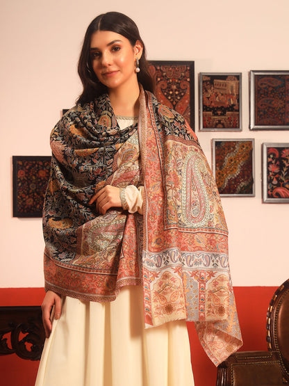 Pashmoda Women Guldasta Fabric Kalamkari Embroidered Shawl (Size: 101x203 CM)