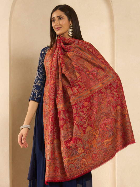 Women Shahi Manzar Kaani Wool Blend Kashmiri Shawl