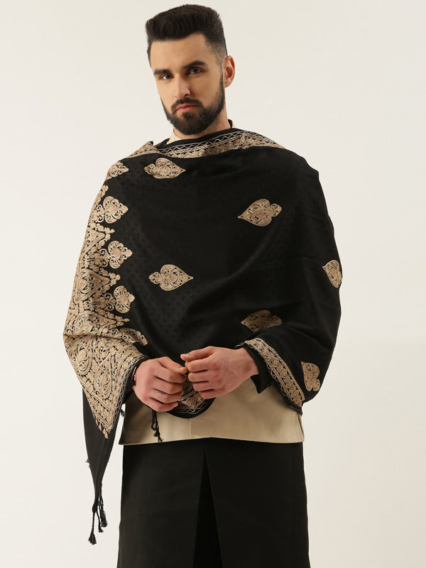 Menƒ??s Shalimaar Kashmiri Embroidery Stole ,Size 71X203 CM, Beige Color