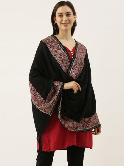 Women's Aaraish 100% Pure Wool Nalki Embroidered Stole (Size 71X203 CM)