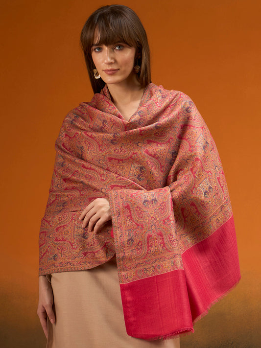 Women Gulnaar Royale Zari Reversible Kaani Fine Wool Shawl