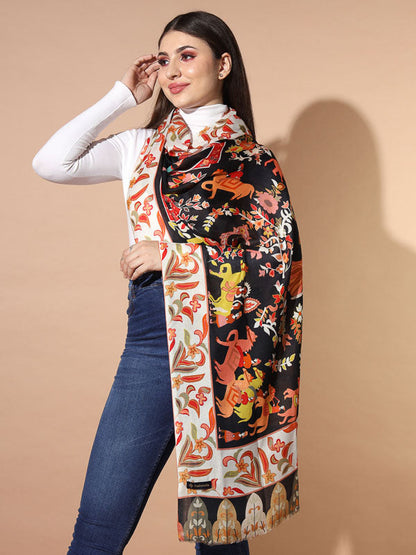 Women's Nazeer Multicoloured Printed Stole (Size : 71X203 CM)