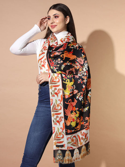 Women's Nazeer Multicoloured Printed Stole (Size : 71X203 CM)