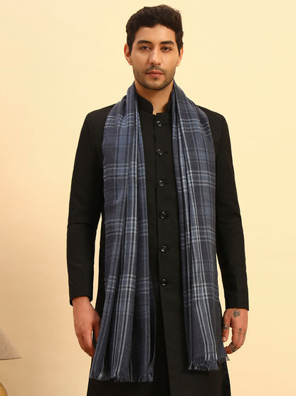 Pashmoda Men Metro Plaid Woollen Checkered Stole (Size : 28x80in, 71X203cm)