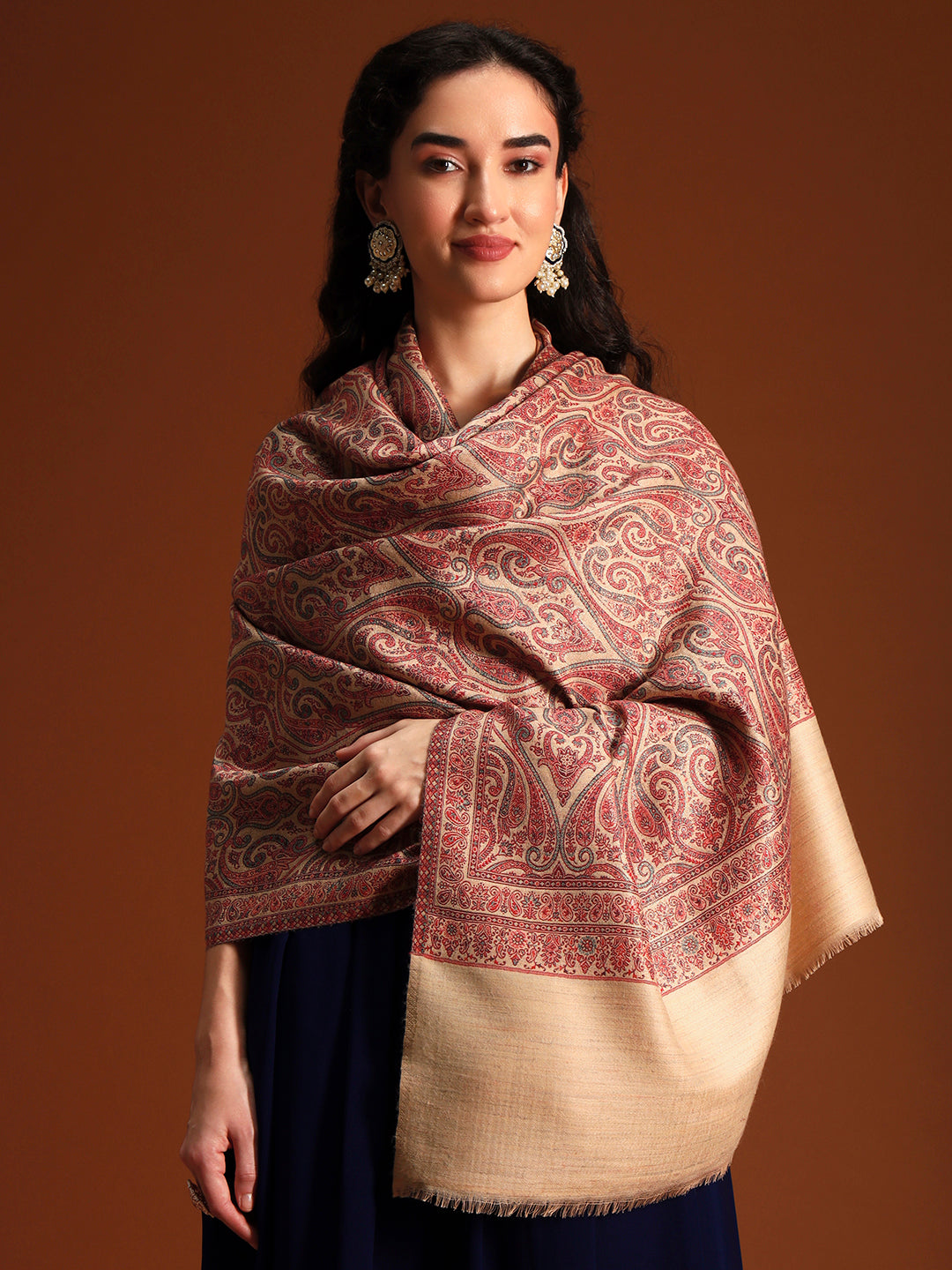 Women Regalis Zari Reversible Kaani Fine Wool Shawl
