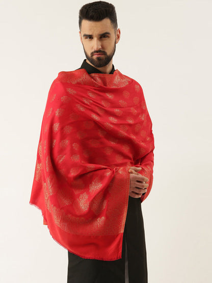 Men Nargis Kaani Stole with Zari Weave,  Size 71X203 CM