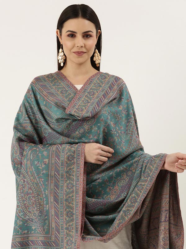Women's Noor Kashmiri Royal Paisley Design Jamawar Shawl (Size: 101 X 203 Cms)