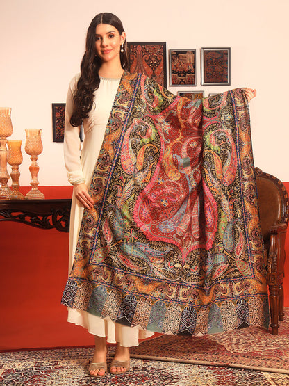 Pashmoda Women Daastaan Fabric Kalamkari Embroidered Shawl (Size: 101x203 CM)