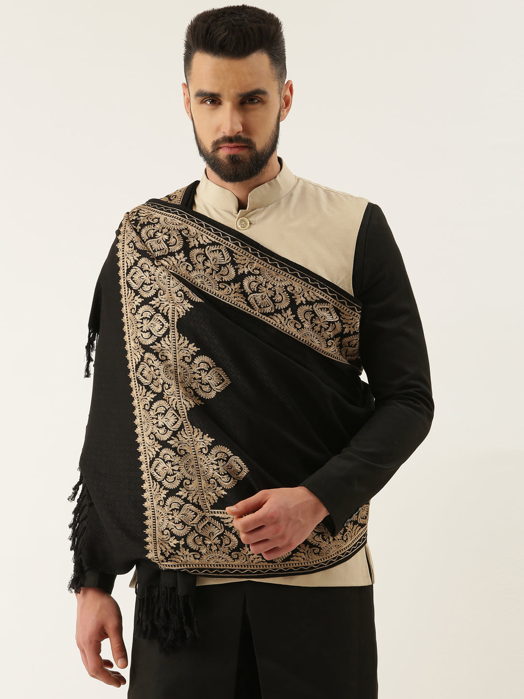 Women's Zarif Kashmiri Aari Embroidery Stole (Size: 71X203 CM)