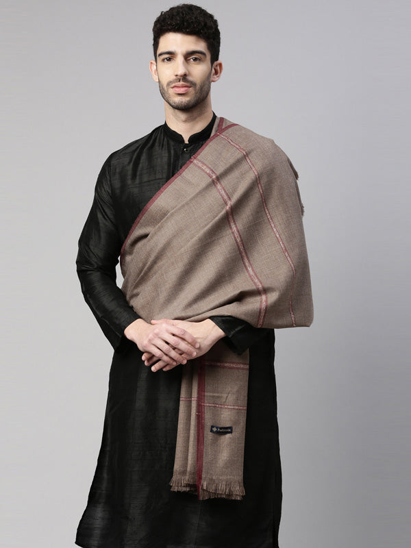 Men farhat Woven Design Shawl (Size  127x254 cms, Black Color)