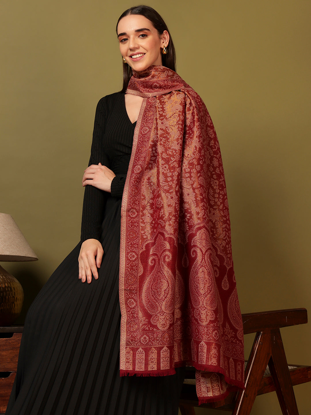 Pashmoda Women Hunar Zari Kaani Fine Wool Shawl (Size: 101x203 cm)