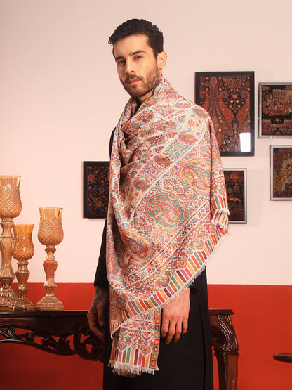 Pashmoda Men Gulraiz Kaani Wool Blend Kashmiri Shawl (Size: 101X203 CM)