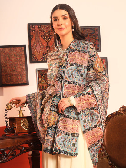 Pashmoda Women Guldasta Fabric Kalamkari Embroidered Shawl (Size: 101x203 CM)