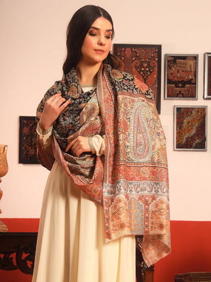Pashmoda Women Guldasta Fabric Kalamkari Embroidered Shawl (Size: 101x203 CM)
