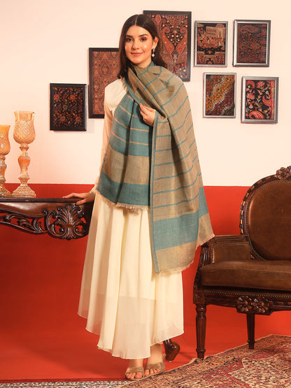 Pashmoda Women Parallel Grace Reversible Zari Moonlight Fine Wool Stole (Size: 71x203 Cm)