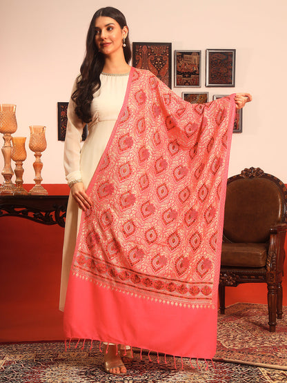 Pashmoda Women Ornate Harmony Fine Wool Nalki Embroidered Stole (Size : 71X203 CM)