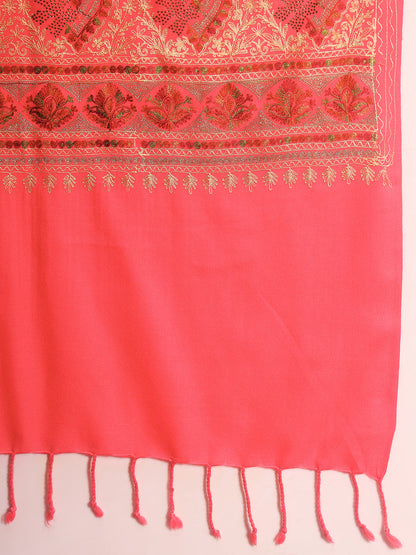 Pashmoda Women Ornate Harmony Fine Wool Nalki Embroidered Stole (Size : 71X203 CM)