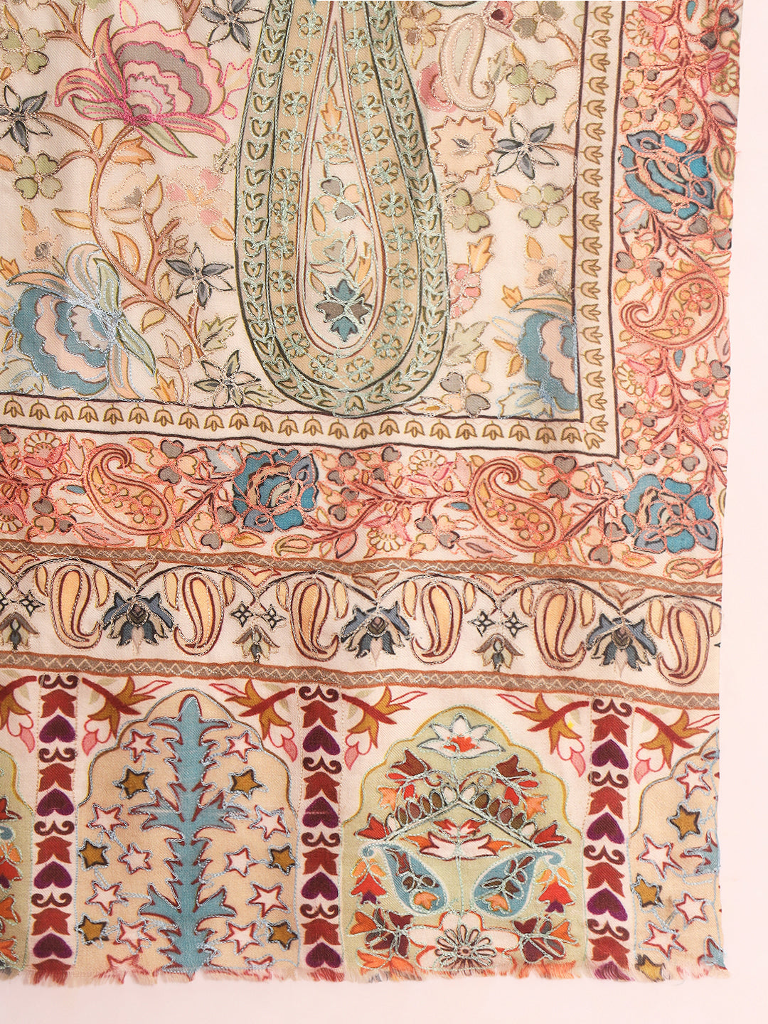 Pashmoda Women Rangkaar Fabric Kalamkari Embroidered Shawl (Size: 101x203 CM)