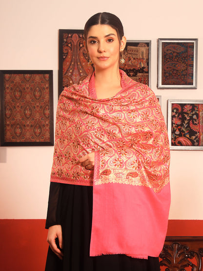 Pashmoda Women Kashish Fine Wool Nalki Embroidered Stole (Size : 71X203 CM)