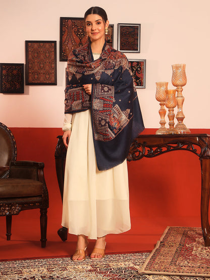 Pashmoda Women Zavian 100% Pure Wool Sozni Hand Embroidered Shawl (Size: 101x203 Cm)