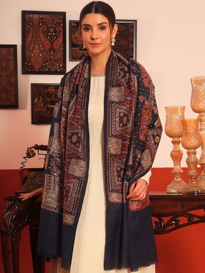 Pashmoda Women Zavian 100% Pure Wool Sozni Hand Embroidered Shawl (Size: 101x203 Cm)
