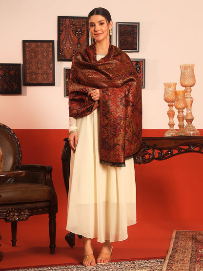 Pashmoda Women Naazneen Kaani Wool Blend Kashmiri Shawl (Size: 101X203 CM)