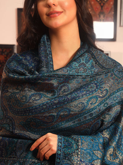 Pashmoda Women Naazneen Kaani Wool Blend Kashmiri Shawl (Size: 101X203 CM)