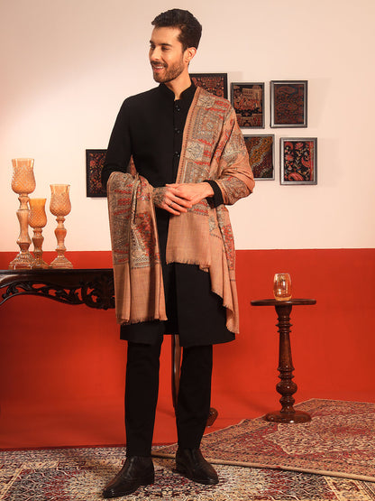 Pashmoda Men Zavian 100% Pure Wool Sozni Hand Embroidered Shawl (Size: 101x203 CM)