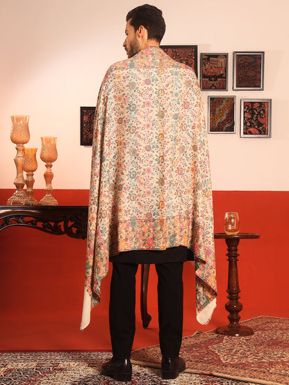 Pashmoda Men Meher Kaani Wool Blend Kashmiri Shawl (Size: 101X203 CM)