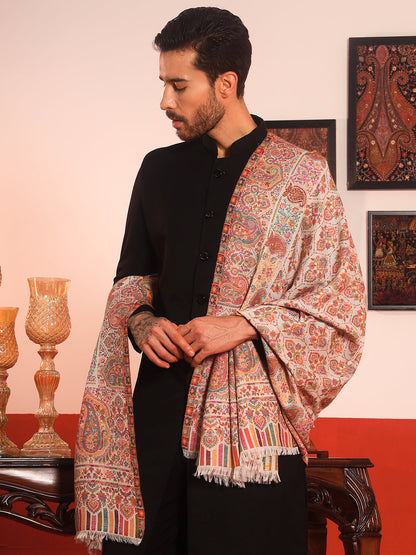 Pashmoda Men Gulraiz Kaani Wool Blend Kashmiri Shawl (Size: 101X203 CM)