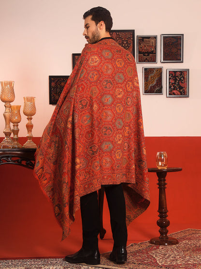 Pashmoda Men Darbari Kaani Wool Blend Kashmiri Shawl (Size: 101X203 CM)