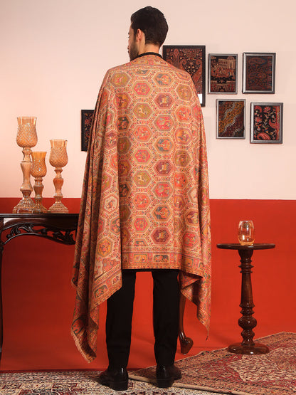 Pashmoda Men Darbari Kaani Wool Blend Kashmiri Shawl (Size: 101X203 CM)