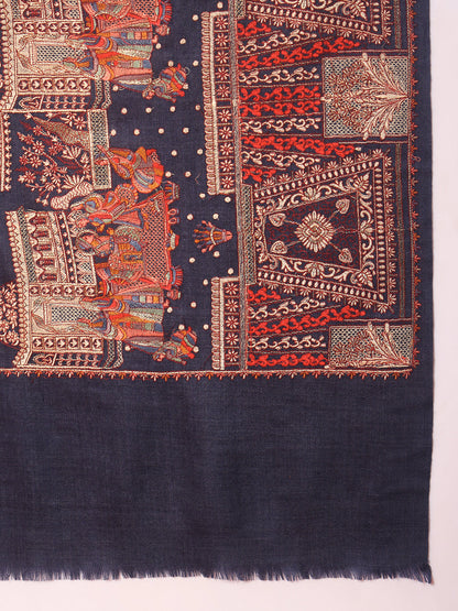 Pashmoda Women Zavian 100% Pure Wool Sozni Hand Embroidered Shawl (Size: 101x203 CM)
