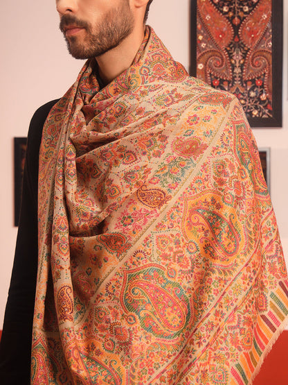 Pashmoda Men Gulraiz Kaani Wool Blend Kashmiri Shawl (Size: 101X203 CM)