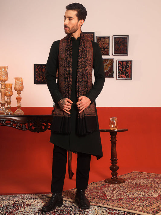Pashmoda Men Meher Jaal Kashmiri Jamawar Woven Shawl (Size: 101X203 CM)