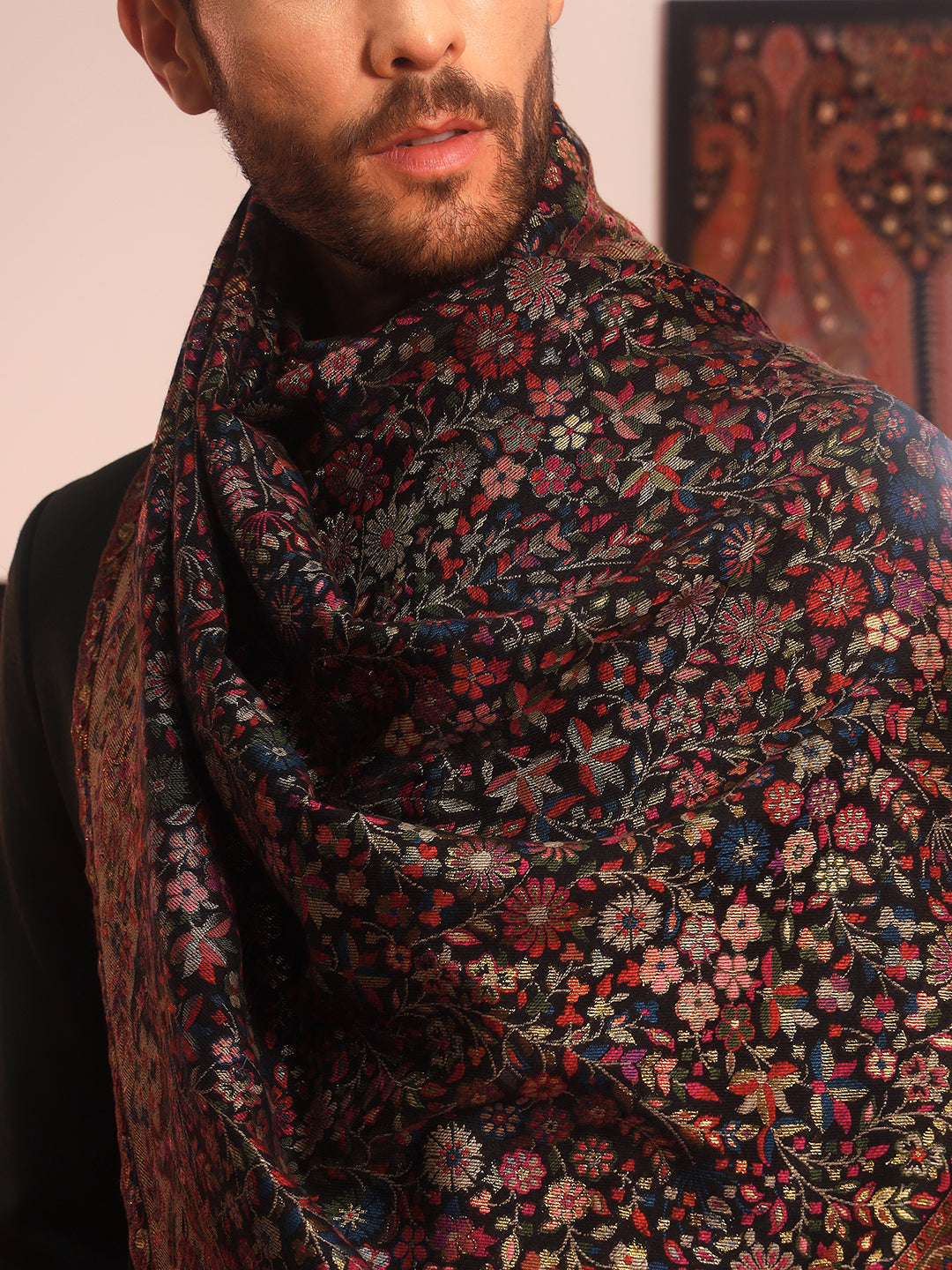 Pashmoda Men Nazrana Kaani Wool Blend Kashmiri Shawl (Size: 101X203 CM)