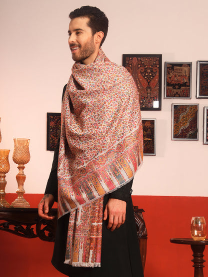 Pashmoda Men Mehak Kaani Wool Blend Kashmiri Shawl (Size: 101X203 CM)
