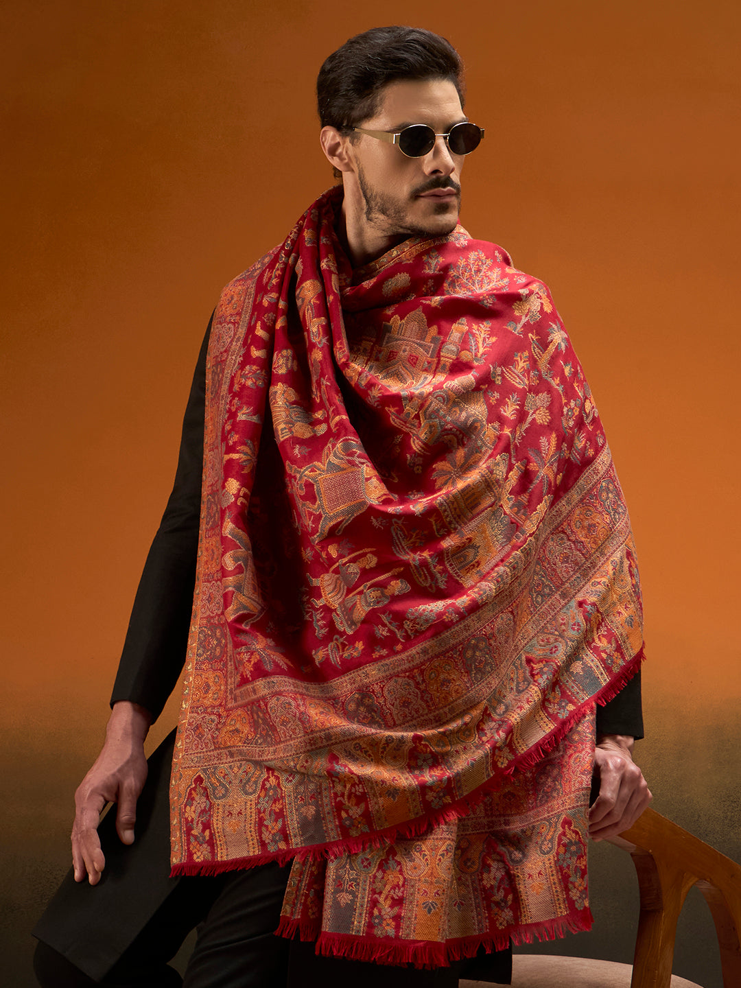Men Gulrukh Reversible Kaani Zari Shawl