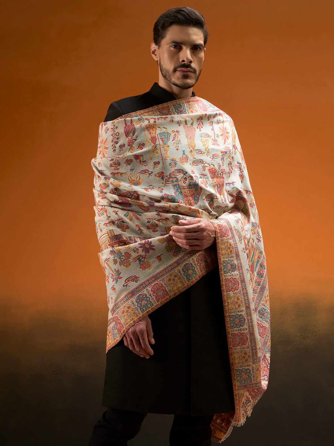 Men Gulrukh Reversible Kaani Zari Shawl