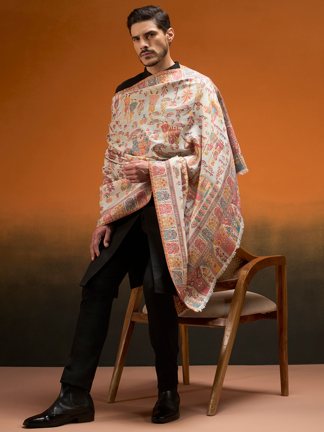 Men Gulrukh Reversible Kaani Zari Shawl
