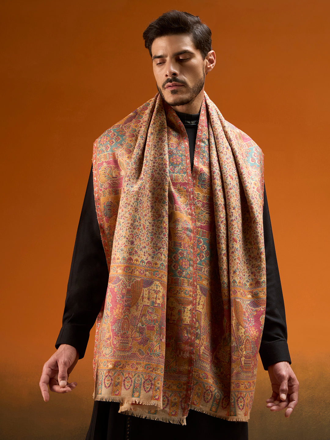 Men Persian Court Fine Wool Kaani Shawl