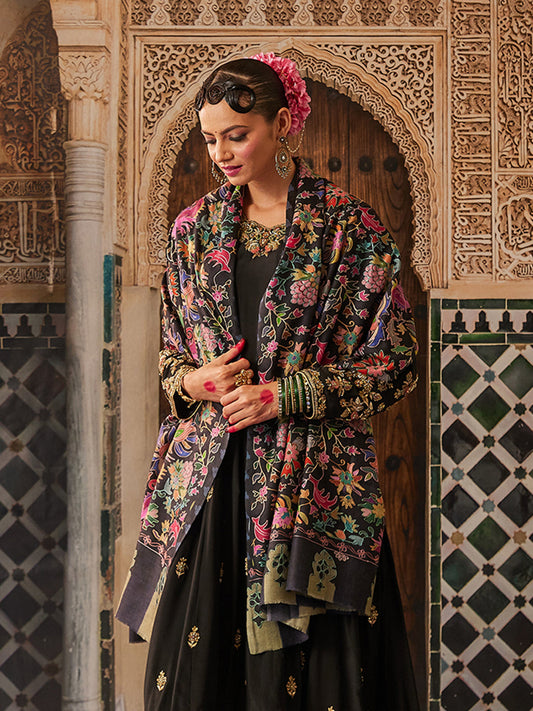 Women Shaheen Kalamkari Embroidered Shawl (Size: 101x203 CM)