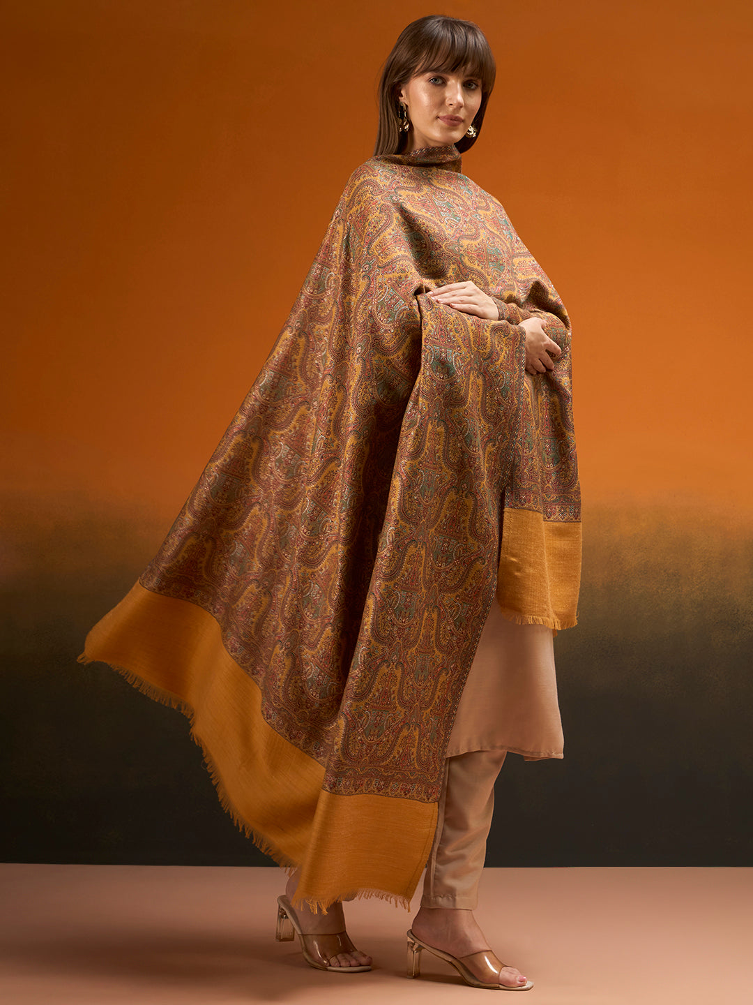 Women Gulnaar Royale Zari Reversible Kaani Fine Wool Shawl