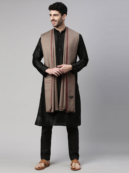 Men farhat Woven Design Shawl (Size  127x254 cms, Black Color)
