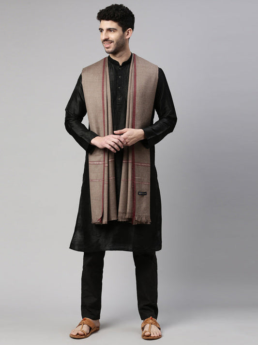Men farhat Woven Design Shawl (Size  127x254 cms, Black Color)