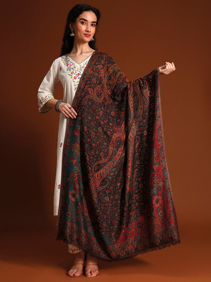 Women Floral Heritage Kaani Elegance Kashmiri Shawl