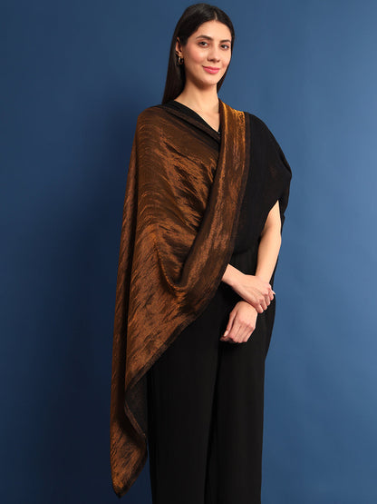Pashmoda Womenƒ??s Zarish Reversible Zari Moonlight Fine Wool Stole (Size: 71x203 Cm)