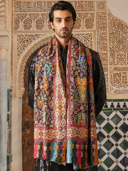 Pashmoda Men Kalamkari Embroidered Shawl (Size  101x203 Cm)
