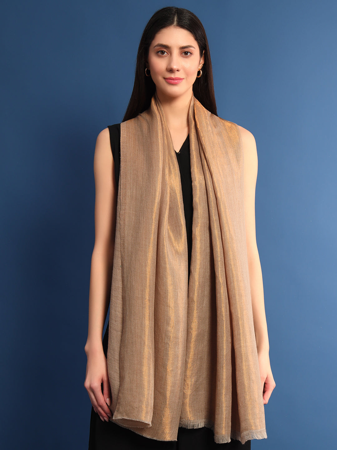 Pashmoda Womenƒ??s Zarish Reversible Zari Moonlight Fine Wool Stole (Size: 71x203 Cm)