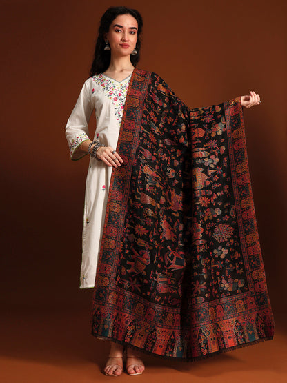 Women Gulrukh Zari Reversible Kaani Fine Wool Shawl